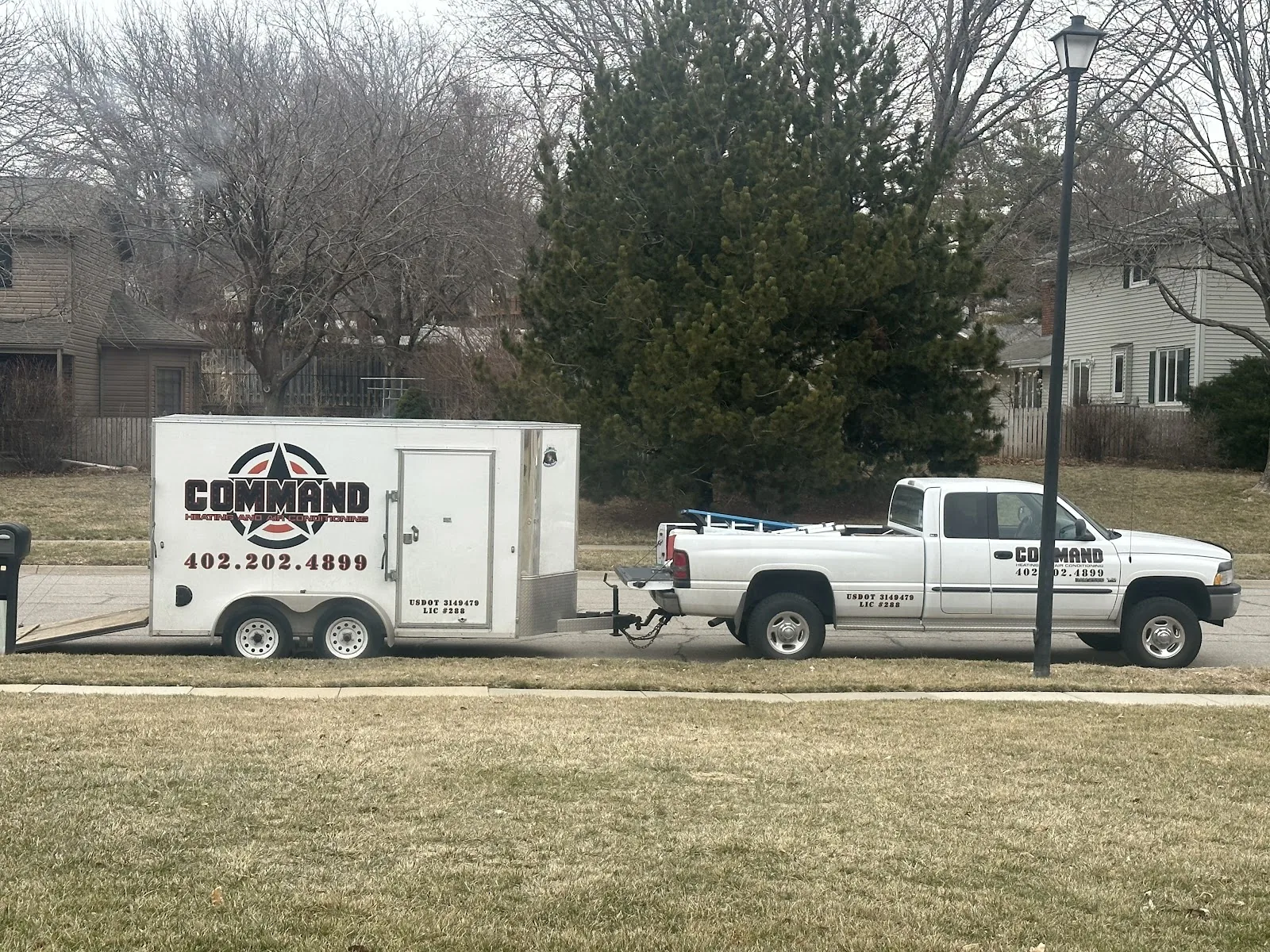 Command Heating service truck and branded trailer